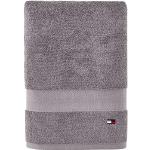 Serviettes de bain Tommy Hilfiger gris acier en coton bio modernes 