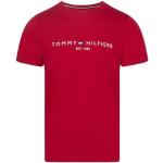 T-shirts Tommy Hilfiger rouges en coton à manches courtes bio à manches courtes Taille XS look fashion pour homme en promo 