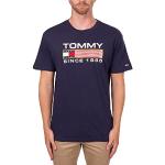 T-shirts Tommy Hilfiger Signature bleus en coton à manches courtes bio à manches courtes Taille M look fashion pour homme 