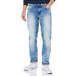 Jeans droits Tommy Hilfiger bleues claires en denim tapered stretch W36 look Hip Hop pour homme en promo 