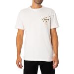 T-shirts Tommy Hilfiger Signature blancs en jersey à manches courtes bio à manches courtes Taille L classiques pour homme 