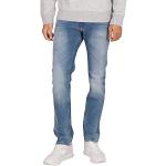 Jeans droits Tommy Hilfiger bleues claires en denim stretch W32 look Hip Hop pour homme en promo 