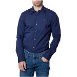 Chemises de printemps Tommy Hilfiger bleues en coton à manches longues à manches longues Taille XS look fashion pour homme 