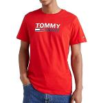 T-shirts Tommy Hilfiger rouges en coton à manches courtes bio éco-responsable à manches courtes à col rond Taille XXL look Hip Hop pour homme en promo 
