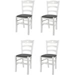 Chaises en bois blanches en bois en lot de 4 style campagne 