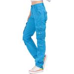 Pantalons cargo bleu ciel stretch Taille L look fashion pour femme 