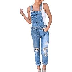 Tomwell Femme Salopette Jeans Combinaison Denim Boyfriend Slim Jumpsuit Pantalon Casual Lâche pour Printemps Automne C Bleu 46