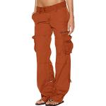 Pantalons taille haute orange en denim stretch Taille M look fashion pour femme 