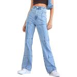 Jeans taille haute bleus à motif papillons Taille S look streetwear pour femme 