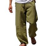 Pantalons en lin verts Taille M plus size look fashion pour homme 