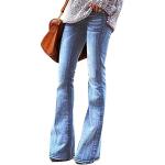Pantalons large bleus en denim stretch Taille M plus size look fashion pour femme 