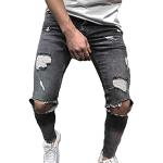 Jeans skinny gris en denim troués Taille XL look fashion pour homme 