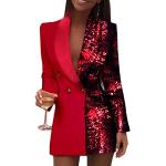 Robes de soirée rouges à manches longues minis à manches longues Taille S look fashion pour femme 