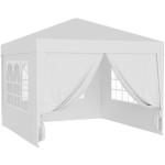 Tonnelle de jardin 3x3m Blanche avec panneaux latéraux amovibles Grandes fenêtres Tente Fête Camping - weiß
