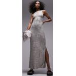Robes en maille Topshop grises métalliques mi-longues sans manches Taille L classiques pour femme en promo 