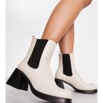 Boots Chelsea Topshop blancs cassés à talons carrés à bouts carrés Pointure 40 pour femme en promo 