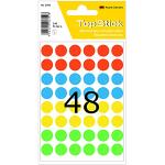 TopStick 1349 Étiquettes rondes/pois colorés (Ø 13 mm, 50 feuilles, papier, mat) auto-adhésives, autocollantes points de marquage permanente, 2400 étiquettes adhésives, multicolore