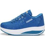 Chaussures de fitness d'automne bleues à talons compensés à lacets Pointure 38 look casual pour femme 