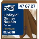 Tork 478727 Serviettes Dinner Premium Linstyle couleur cacao / 1 pli - 39cm x 39cm - 12 x 50 serviettes