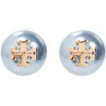 Boucles d'oreilles en perles de créateur Tory Burch bleues en titane à perles pour femme 