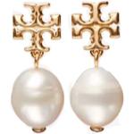 Boucles d'oreilles en perles de créateur Tory Burch jaunes en or à perles 18 carats look fashion pour femme 