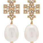 Boucles d'oreilles en or de créateur Tory Burch en cristal à perles pour femme 