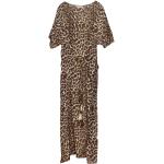 Maxis robes de créateur Tory Burch marron à effet léopard à pompons maxi Taille L look fashion pour femme 