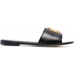 Sandales plates de créateur Tory Burch noires à bouts ouverts pour femme 