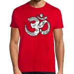 T-shirts La Tostadora rouges en toile à motif Bouddha à manches courtes à manches courtes à col rond Taille XXL classiques pour homme 