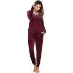 Pyjamas en velours rouge bordeaux en velours Taille M look fashion pour femme en promo 