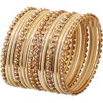 Bracelets dorés à strass indiens look fashion pour femme 