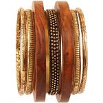 Bracelets dorés en laiton en bois fait main look fashion pour femme 