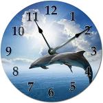 Horloges silencieuses bleu ciel en bois à motif dauphins Jake et les pirates 