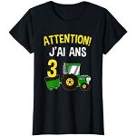 T-shirts à manches courtes noirs à motif tracteurs enfant classiques 