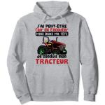 Sweats à capuche gris à motif tracteurs enfant look fashion 