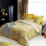 Parure de lit satin de coton Botanic jaune 260x240 cm Tradilinge Beige