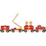 Trains miniatures Janod en bois à motif voitures de pompier pour garçon 