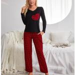 Pyjamas pour le nouvel an d'automne rouges à carreaux Taille XL plus size look fashion pour femme 