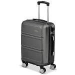 TRAVEL ONE Valise Taille Cabine 55CM Rigide ABS avec Soufflet Expandable (Gris Anthracite, Cabin)
