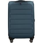 Valises Travelite bleues en caoutchouc à 4 roues avec poches extérieures look fashion 
