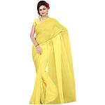 Saris indiens jaune citron imprimé Indien lavable à la main Tailles uniques look fashion pour femme 