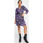 Robes Trendyol violettes à imprimé animal à motif animaux à manches longues à manches longues Taille L classiques pour femme en promo 