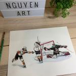 Trevor Zegras Par Mikenguyenart // Ducks D'anaheim Hockey Lnh Aquarelle