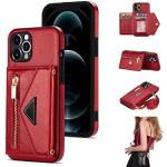 Coques & housses iPhone 12 Mini rouges en cuir type portefeuille look fashion 