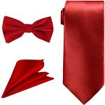 Cravates de mariage rouge foncé en satin à motif papillons Tailles uniques look fashion pour homme 