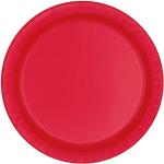 Assiettes jetables rouge rubis en lot de 20 diamètre 18 cm en promo 