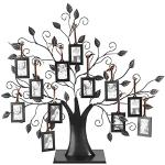 TRIXES Cadre photo arbre généalogique – Cadre multi-photos – Avec 12 cadres amovibles à suspendre – Noir – Métal – Décoration d'intérieur sur pied – Cadeaux pour elle