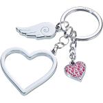 TROIKA KR17-01/CH Porte-clés Love Is In The Air avec 3 pendentifs coeur (grand), coeur (petit), ailes argent brillant, Argenté., 10 cm, Porte-clés