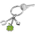 Porte-clés XL avec 3 anneaux: fer à cheval, trèfle à quatre feuilles et petit coeur Multicolore