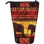 Trousses noires patchwork en tissu à motif éléphants rondes plus size style ethnique 